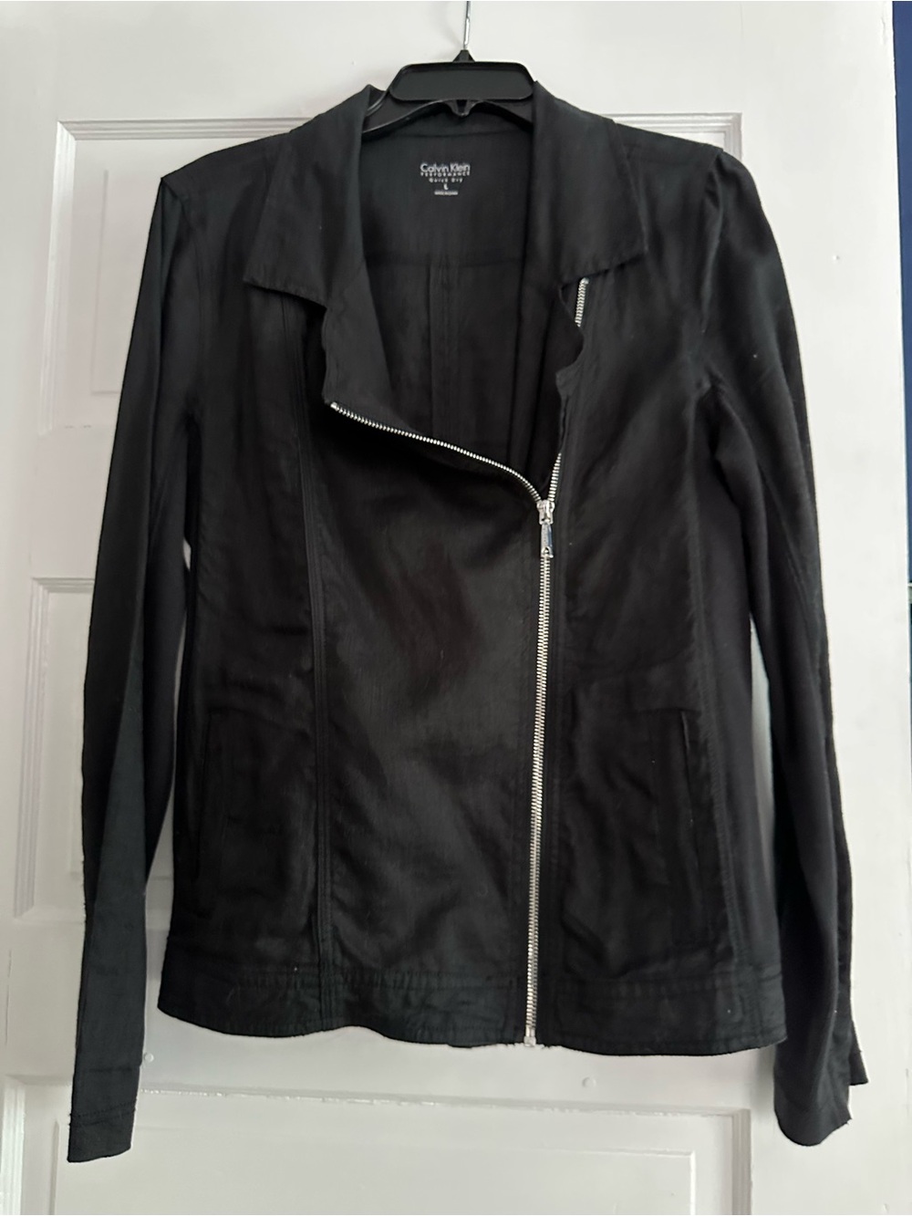 Calvin Klein Performance Black Asymmetrical Zip Moto Jacket
